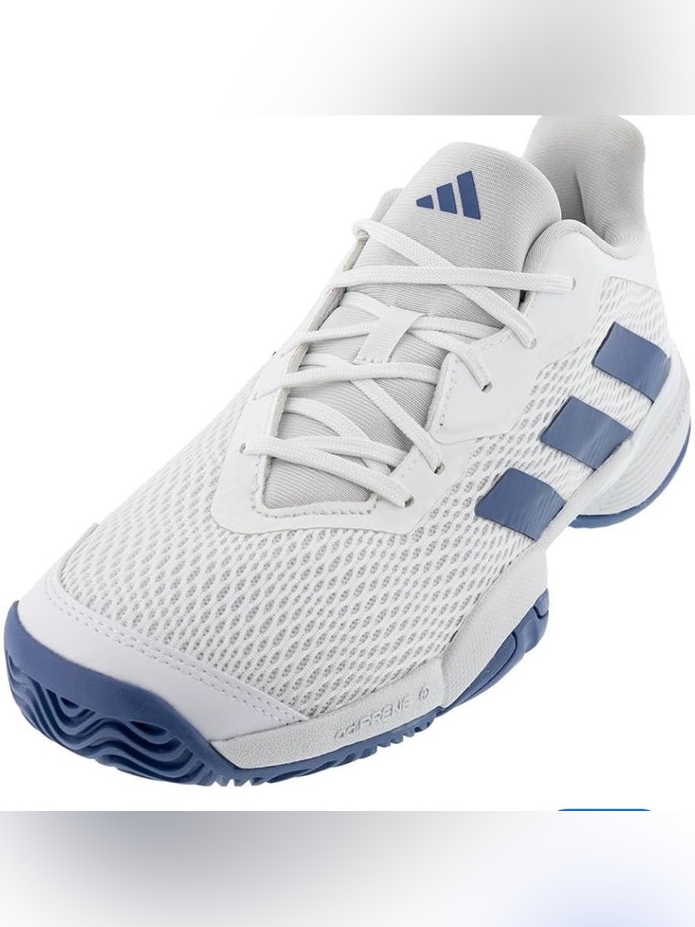 Adidas Barricade White and Blue Mesh Tennis Sneakers big kids 5.5/EU38